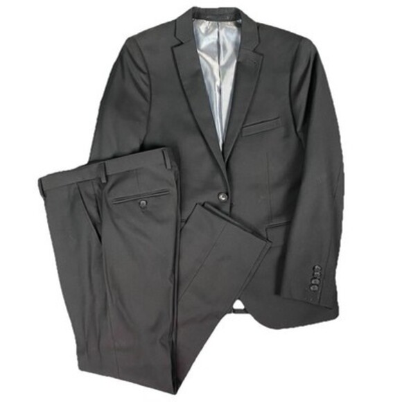 Topman Other - Topman 2 Piece Skinny Fit Suit 38R‎ 32L Black Formal Wedding Business Prom